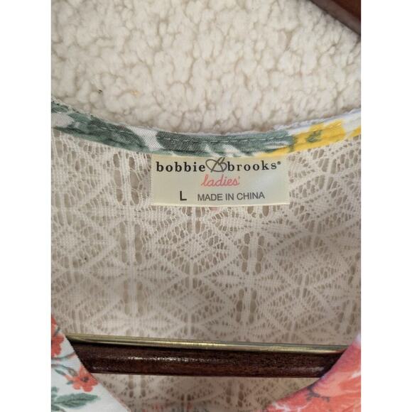 Bobbie Brooks womens short sleeve floral dress w/ waist tie SZ Large - Picture 2 of 6